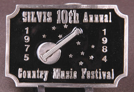 Silvis Illinois Country Music Festival 1984 Belt Buckle-Black Enamal-Vtg-Banjo - £14.89 GBP
