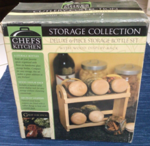 New Wood Spice Display Rack Organizer Shelf Storage Organizer 6 Glass Ja... - £30.53 GBP
