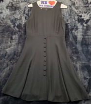 Vintage DW3 David Warner Fit &amp; Flare Dress Women Sz 8 Black Polyester Sleeveless - £19.40 GBP