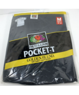 Vtg Fruit of the Loom Golden Blend 1 Pocket T Shirt Black Medium 38-40 N... - £20.73 GBP