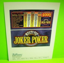 Multi-Pay Video Joker Poker Slot Machine Promo Sales Flyer Casino Game V... - $25.18