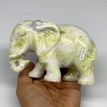 1.7 lbs, 4.9&quot;x3.2&quot;x2.1&quot; Natural Solid Serpentine Elephant Figurine @Chin... - £47.40 GBP