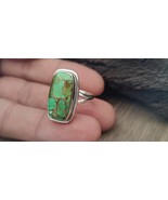 925 Sterling Silver Lab Created Turquoise Gemstone Boho Designer Ring Je... - $24.76 CAD+