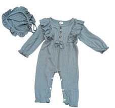 New Infant Girls Boutique 1 Piece Outfit 6/9 Months Mint Green With Bonnet  - £10.75 GBP