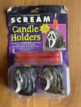 Scream Movie Candle Holders Ghost Face Mask  Vintage Halloween Candles 1997 - £78.66 GBP