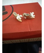 Hand Painted Porcelain Shoes From Japan Gold With White Birds - $459.21 MXN