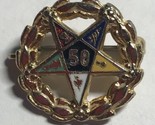 Vintage 50 Year Pin Masonic Order of the Eastern Star Enameled Gold Tone - £11.82 GBP