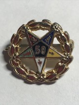 Vintage 50 Year Pin Masonic Order of the Eastern Star Enameled Gold Tone - $14.80
