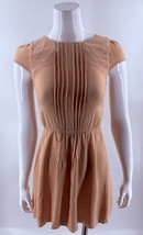 ASOS Dress Size 4 Peach Pink Cap Sleeve Zipper Back Pintuck Front Womens - $15.84