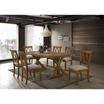 Roundhill Furniture Enna Morden Farmhouse Wood 7-Piece Trestle Dining Set, Brush - $1,818.99