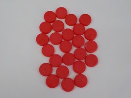 PLASTIC BOTTLE CAPS QTY 25 RED MILK KIDS ARTS CRAFTS HOBBY SUPPLIES SCRE... - £3.85 GBP