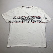 BMW Motorsport Logo T-Shirt White Mens Size XXL Powered by M Cotton Stretch - $24.74