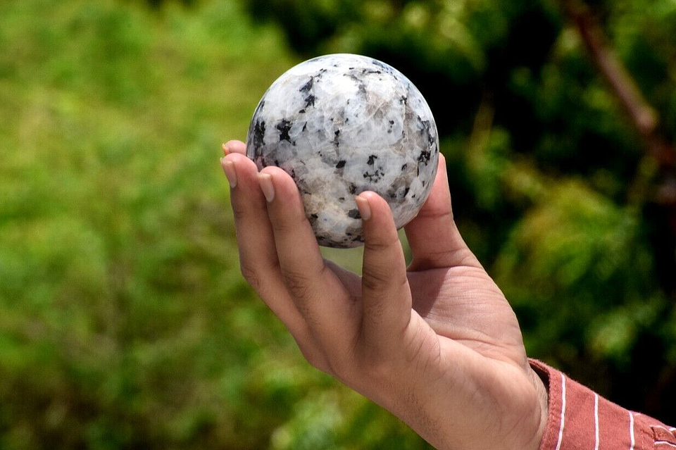 85MM Rainbow Moonstone Sphere Metaphysical Chakra Healing Crystal Intuit... - $99.28