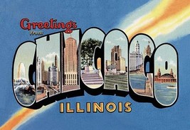 Greetings from Chicago Illinios by Curt Teich Publishers - Art Print - £17.22 GBP+