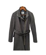 Cole Haan Asymmetrical Olive Green Zip Mock Neck Belted Coat 52% Wool Si... - $299.99