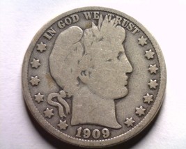 1909-O BARBER HALF DOLLAR VERY GOOD VG NICE ORIGINAL COIN BOBS COINS FAS... - $37.00