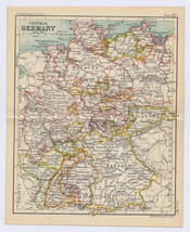 1912 Antique Map Of Western Northern Southern Germany / Verso The Rhine River - £14.25 GBP