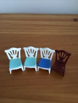 Light Blue Playmobil Chairs Set of 4 Dollhouse Furniture - $9.73