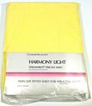 VTG SEARS HARMONY LIGHT PERMA PREST PERCALE TWIN FITTED SHEET YELLOW - $13.86