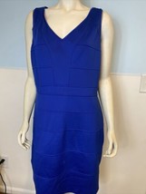 Vince Camuto Royal Blue Sleeveless V Neck Lined Pencil Dress Size 14 - £15.27 GBP