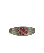 Judith Ripka Caged PINK  HEART Sterling &amp; Diamonique Bangle Cuff Bracelet - £236.07 GBP