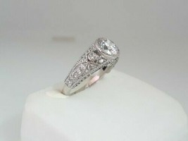 Art Déco Rotondo Cutv Diamanti Finti Matrimonio Anello 14K Placcato Oro Bianco - £118.14 GBP