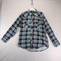 Vtg GFC Trading Co Plaid Flannel Pearl Snap Shirt Men&#39;s XL Navy Green Go... - $22.00