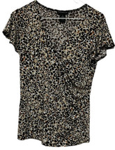 Rafaella Womens Short Sleeve Sz S Polyester Spandex Shirt  Top Leopard Print - £11.65 GBP