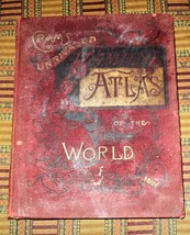 1896 Cram&#39;s Unrivaled Family Atlas of The World - complete, color maps, leather - £146.40 GBP