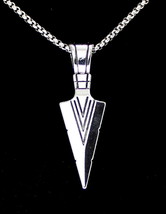 Arrow Head Silver Plated Pendant Necklace 24&quot; Round Box Stainless Steel Chain - £7.88 GBP