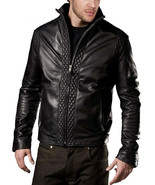 Mens Leather Jacket Stylish SlimFit Genuine Lambskin Motorcycle Bomber B... - $160.00 CAD