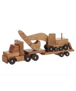 FLAT BED TRACTOR TRAILER with EXCAVATOR SET - Handmade Wood Construction... - £191.80 GBP