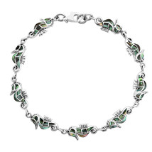 Amazing Sterling Silver Seahorse w/ Abalone Shell Inlays Linked Bracelet - £31.57 GBP