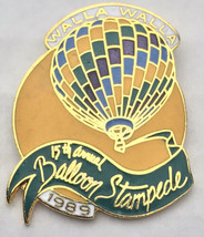 Walla Walla Balloon Stampede 1989 Vintage Pin 80s Gold Tone Enamel Hot Air - £7.95 GBP