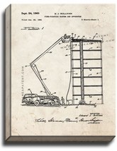 Fire Truck with Ladder Patent Print Old Look on Canvas - $39.95+