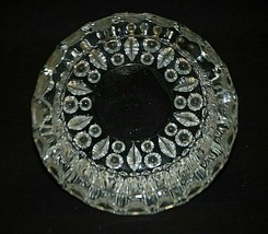 Vintage KIG Ashtray Heavy Clear Cut Glass Teardrops &amp; Dots 4 Slot Rests - £14.01 GBP