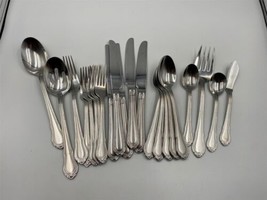 Hampton Stainless Steel LAUREN Frosted 22 Piece Lot Forks, Spoons, Servers ++ - £95.89 GBP