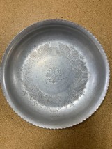 Designed Aluminum Round Tray Floral Serving Platter Plate 23 Cm Vintage ... - $16.82