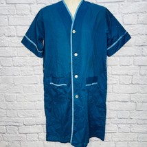 Vintage Shave Coat By Weldon Dark Blue Size S Permanent Press 50s 60s Robe - £27.65 GBP