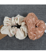 Set Of Two Women&#39;s Hair Scrunchies Blush Lace &amp; Brandy Melville Floral - $19.99