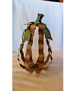 Decorative Metal Pear, Gold and Purple with Leaves, Folk Art Metalwork - £47.08 GBP