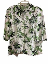 Dress Barn Women  Jacket Top 20W button down   multi color flower 3/4 sleeve - £15.81 GBP