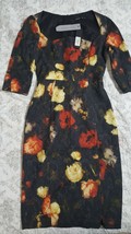 $375 NWT Black Halo women&#39;s Floral Emeline Sheath Dress Black/Yellow/Red size 4 - £123.78 GBP