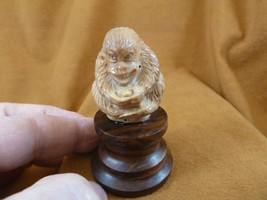 (tb-mon-1) happy little Monkey Tagua NUT palm figurine Bali detailed carving - £32.85 GBP