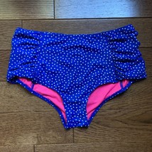 Abercrombie Fitch Swim High Waist Bikini Bottom Womens S Blue Polka Dot ... - £8.26 GBP