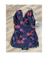 Mazu Swim Plus Size 24W Skirted One Piece Navy Floral Swimsuit Flowers S... - $31.80