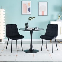 2 PCS Modern Dining Chair Velvet - Black - £92.44 GBP