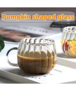 Pumpkin Shaped Clear Mug Halloween Fall Shape Harvest Mugs Coffee Tea Gl... - $13.10+