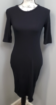 Armani Exchange T-Shirt Dress Women&#39;s Small Black Solid Half Sleeve Round Neck - $27.66