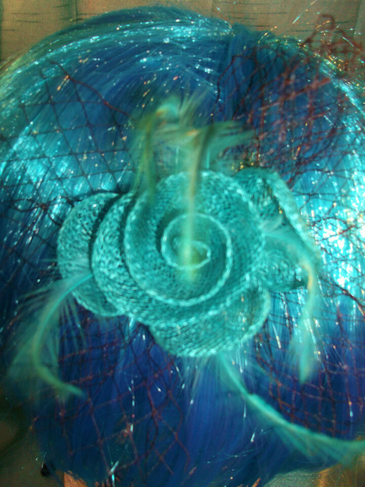 STEAMPUNK/BURLESQUE BLUE ROSE Fascinator-wedding/prom/halloween/party-HA... - $11.36